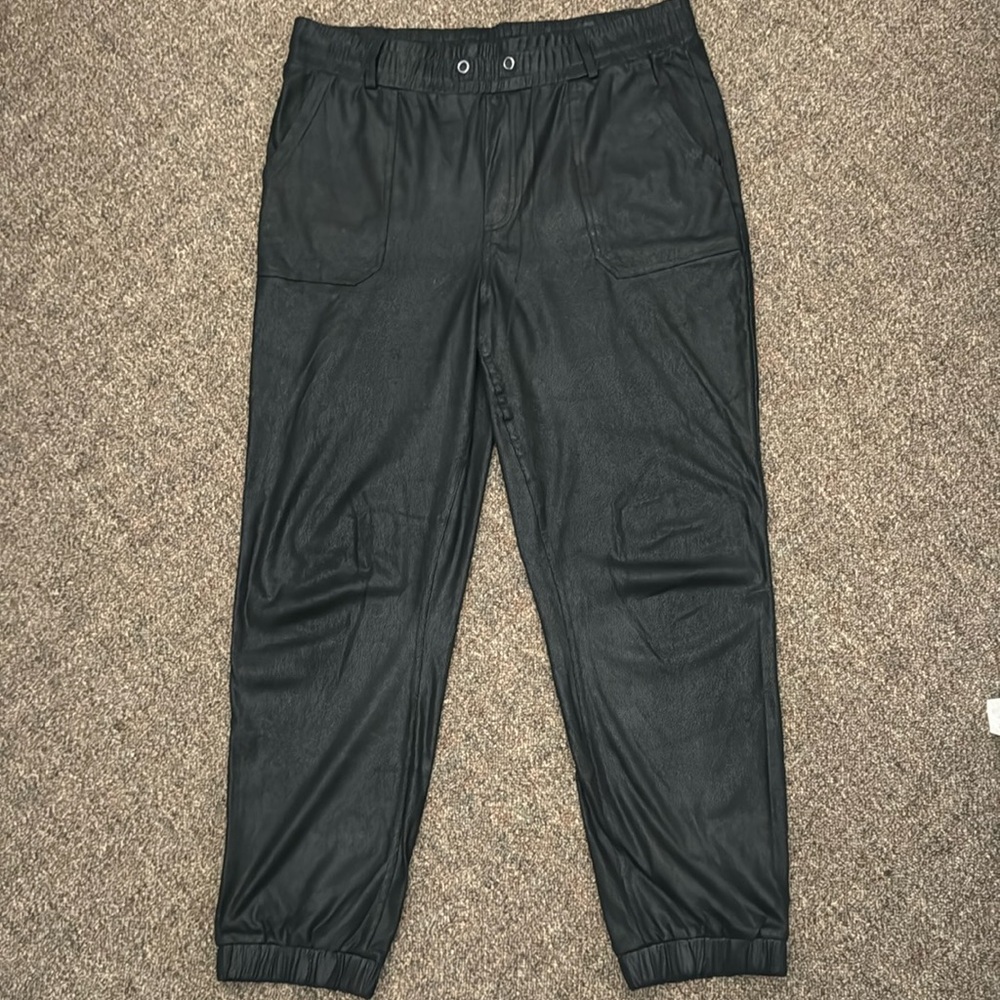Tribal Black Leather Like Jogger Pants - Sz Large